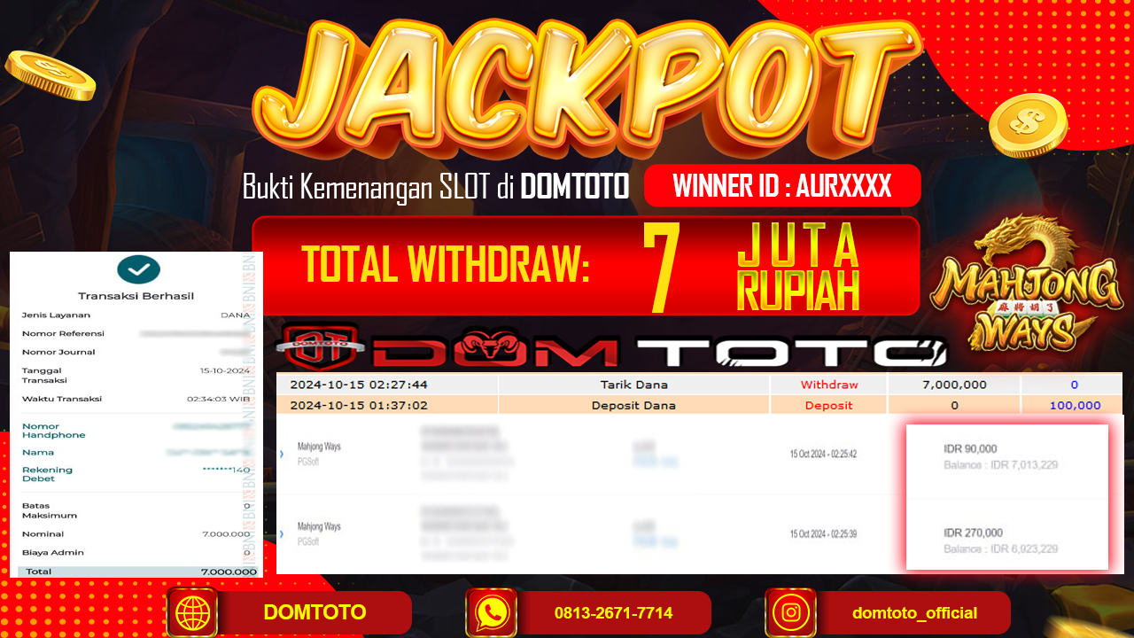 JACKPOT SLOT MAHJONG WAYS 1 15 OKTOBER 2024